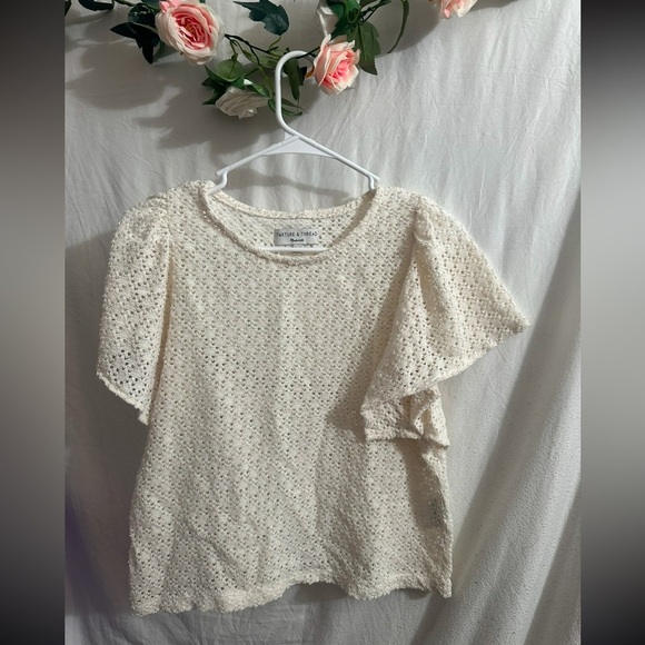 Madewell Tops - Madewell Texture & Thread Eyelet Flutter-Sleeve Top